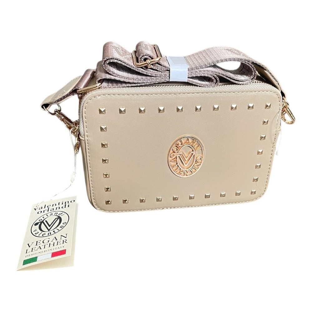 Valentino Orlandi Taupe Crossbody Bag w/ Gold Accents NWT

Measures 8.5” x 5.5”
